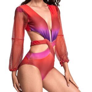 Onek Ombre Cutout Sleeved One Piece Swimsuit Size Medium